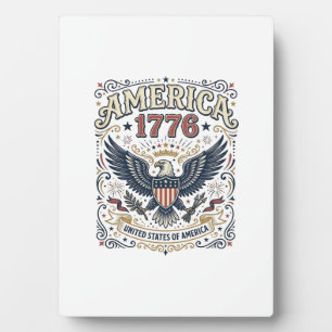Plaque Photo Aigle Vintage Amérique 1776 Patriotique