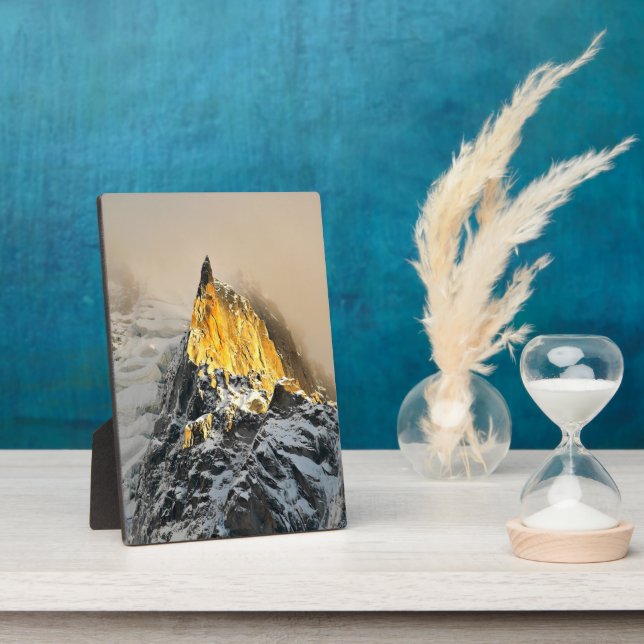 Plaque Photo Aiguille des Deux Aigles lever du soleil, Chamonix (Côté)