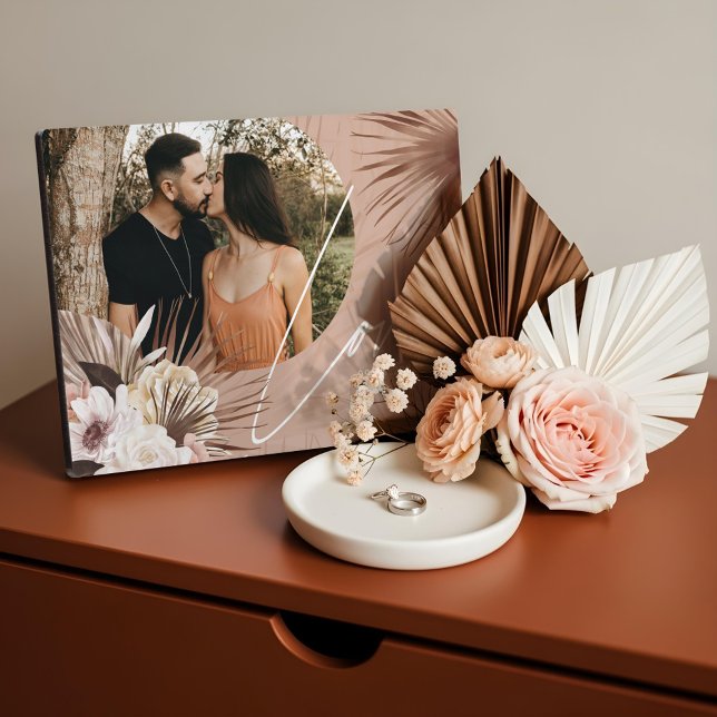 Plaque Photo Aimer Boho Aquarelle Florale Keepsaké Arch Photo (Love Boho Watercolor Floral Keepsake Arch Photo Plaque)