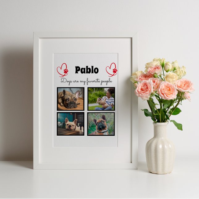 Plaque Photo Aimer mon chien - 4 photo collage customisé (Créateur téléchargé)