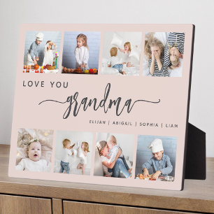 Plaque Photo Aimez-vous Grand-mère 8 Photo Collage rose