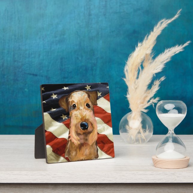 Plaque Photo Airedale Terrier (Insitu)