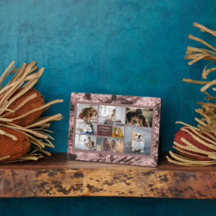 Plaque Photo Ajouter 8 Photos Rose Gold Texture motif floral