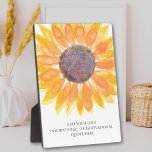 Plaque Photo Ajoutez Votre Propre Citation Inspirationnelle Ou<br><div class="desc">Cette Plaque unique est décorée d'un tournesol jaune aquarelle. Ajoutez le devis ou le message que vous avez choisi pour le personnaliser. Cliquez sur Personnaliser pour modifier la police,  la taille de police et la couleur. Aquarelle originale © Michele Davies.</div>