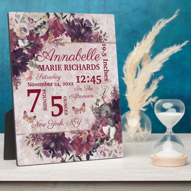 Plaque Photo Alice au pays des merveilles Floral Custom Babth S (Côté)