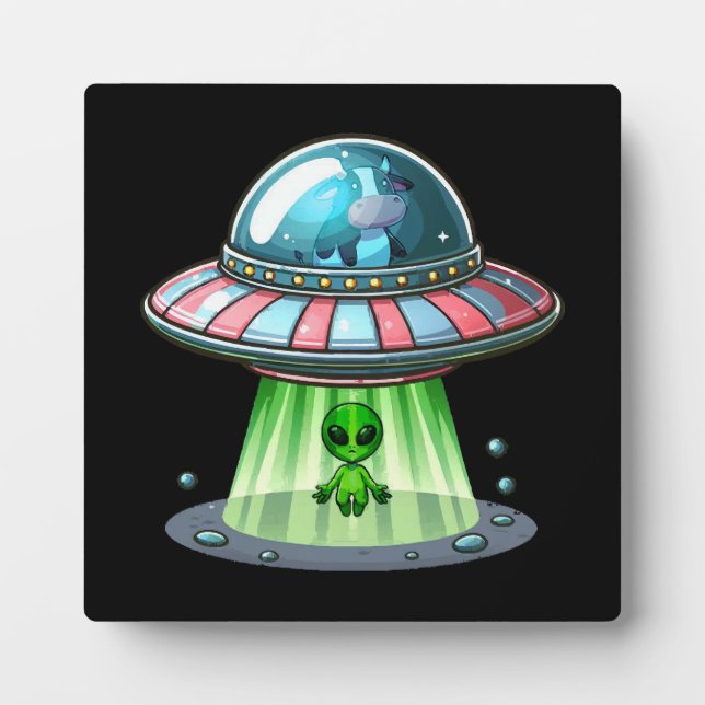 Plaque Photo Alien enlevant une vache (Devant)