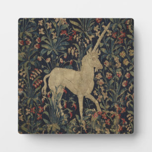 Plaque Photo Allegorical "Millefleurs" Tapestry with Animals