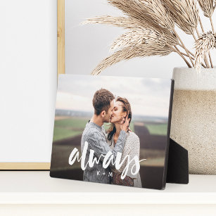 Plaque Photo Always Script Overlay Personalized Couples Photo