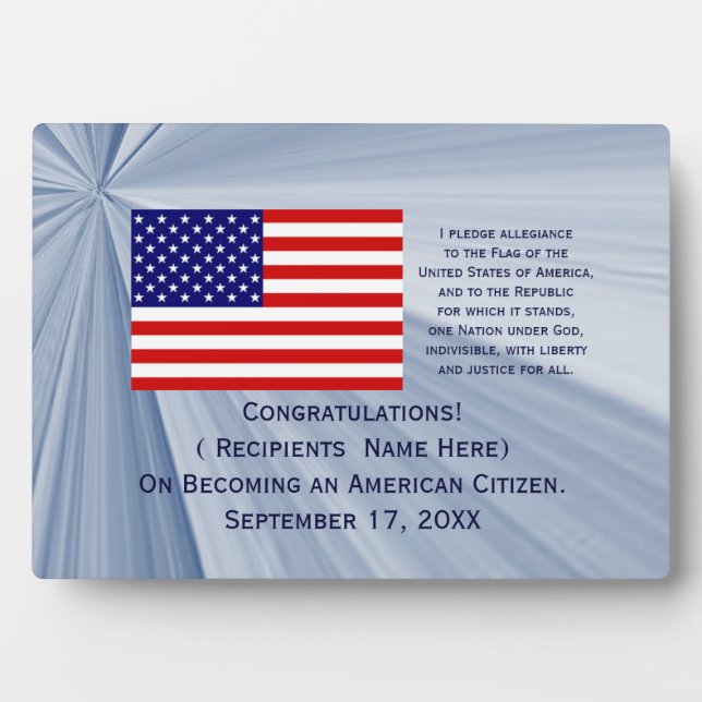 Plaque Photo American Citizenship Flag Award avec date par Janz (Devant)
