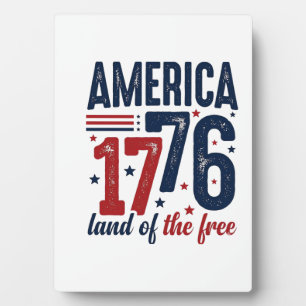 Plaque Photo Amérique 1776 Terre de liberté Vintage Patriote Sh