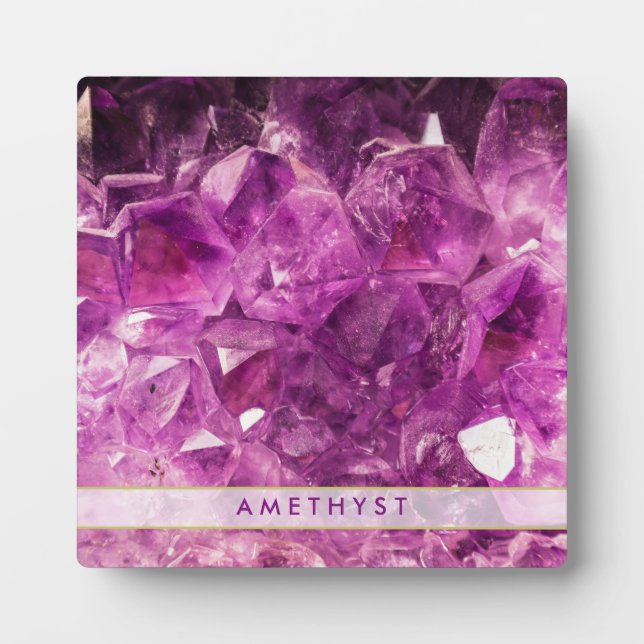 Plaque Photo Améthyst Gemstone Image Shiny and Sparkly (Devant)