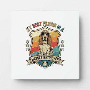 Plaque Photo Amis Basset Retriever Chien Lunettes de soleil Rét