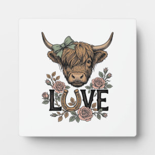 Plaque Photo Amour de vache des Highlands Art floral vintage de