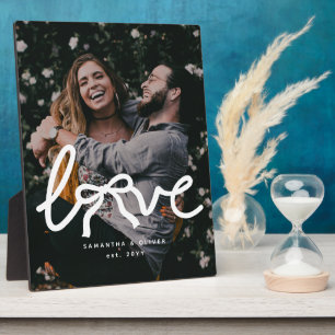 Plaque Photo Amour Moderne Typographie de Couple avec Photo Per