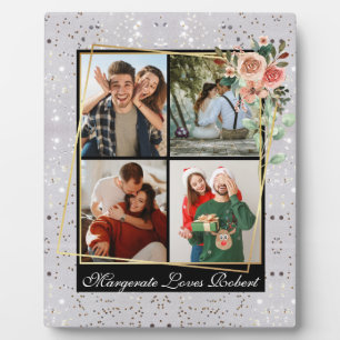 Plaque Photo Amour Moderne VOUS 4 Photo Paillettes Argent Saint