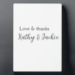 Plaque Photo Amour & remerciements couple nom mariage simple mi<br><div class="desc">design féminin</div>