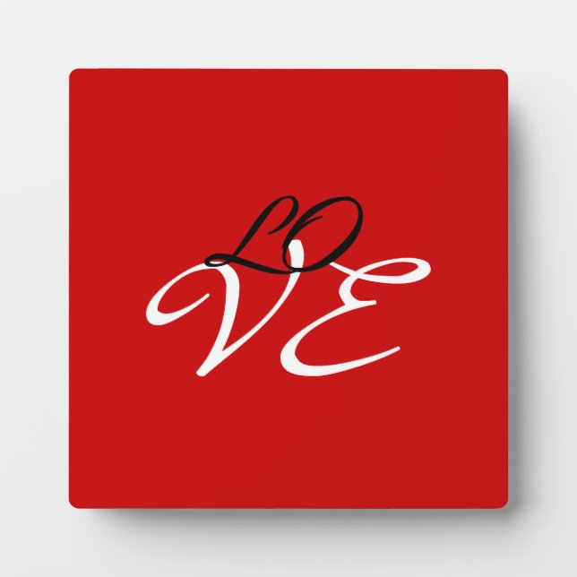 Plaque Photo Amour Rouge Blanc Noir Couleur Calligraphie Script (Devant)
