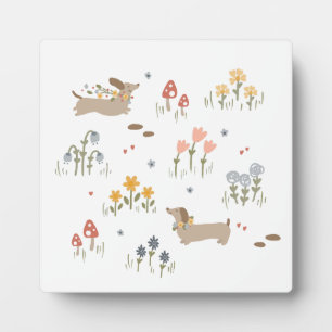 Plaque Photo Amoureux de Dachshund Weiner Dog Art mural de fleu