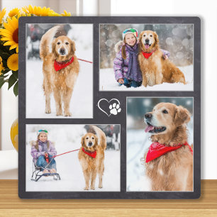Plaque Photo Amoureux des Chiens Collage Personnalisé avec 4 Ph
