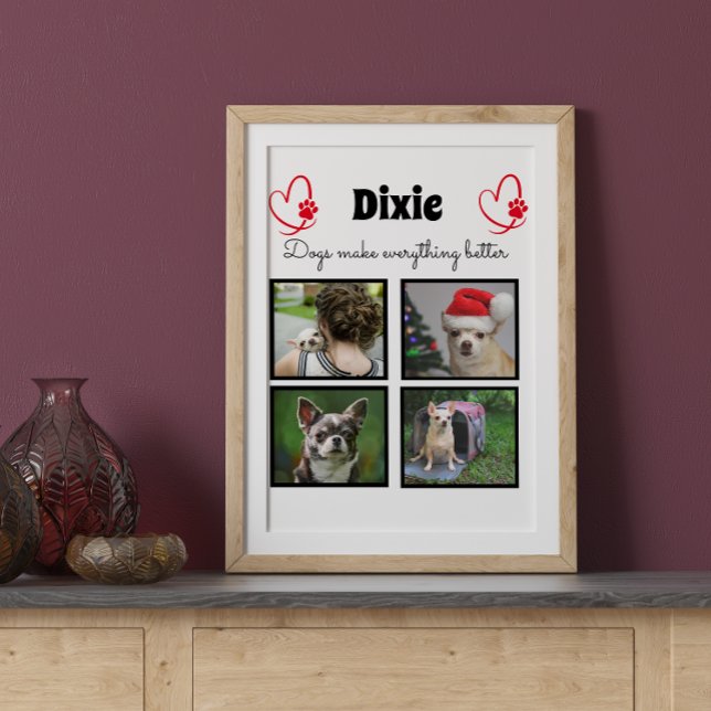 Plaque Photo Amoureux des chiens personnalisé 4 photo collage (Créateur téléchargé)