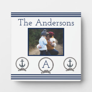 Plaque Photo Ancres nautiques bleu marine Monogramme Photo Fram