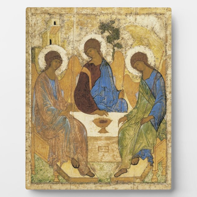 Plaque Photo Andrei Rublev Icône de la Trinité Anges Abraham Bi (Devant)