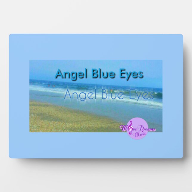 Plaque photo Angel Blue Eyes avec socle en acier (Devant)