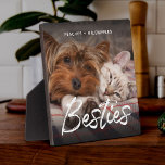 Plaque Photo Animaux Amis Chien Papa Chat Maman Cadeau BFF Beso<br><div class="desc">Avez-vous des animaux de compagnie qui sont les meilleurs amis ? Célébrez les BESTIVITÉS avec cette plaque photographique moderne en forme de pinceau montrant une photo préférée de vos bébés à fourrure ainsi que leurs noms. Facile à customiser, ce sera un grand cadeau pour n'importe quelle maman de chat, papa...</div>