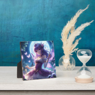Plaque Photo Anime Girl Violet Papillon Aile Lune Fée
