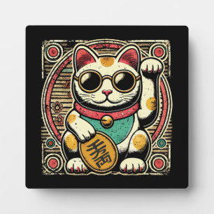 Plaque Photo Anime Vintage Maneki Neko Lucky Chat, Succès Argen