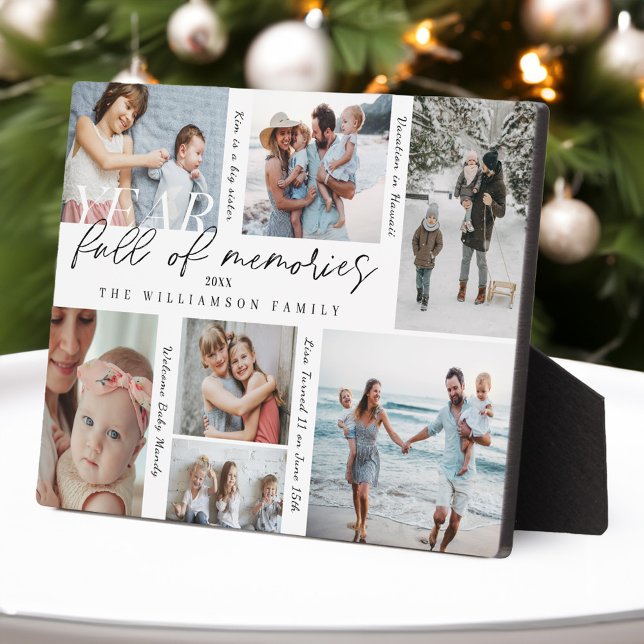 Plaque Photo Année pleine de souvenirs Collage photo et faits s (Year Full of Memories Photo Collage & Highlights Plaque)