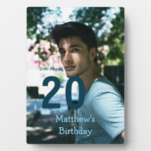 Plaque Photo anniversaire 20 ans ajouter nom photo date homme b
