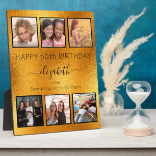 Plaque Photo Anniversaire Amis collage photo en or