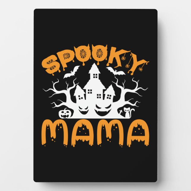 Plaque Photo Anniversaire de Halloween Éffrayant Mama (Devant)