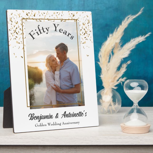 Plaque Photo Anniversaire de mariage de noces d'or (Côté)