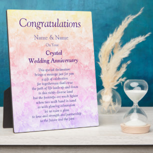 Plaque Photo Anniversaire du Mariage cristal