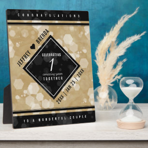 Plaque Photo Anniversaire élégant du 1er Mariage papier