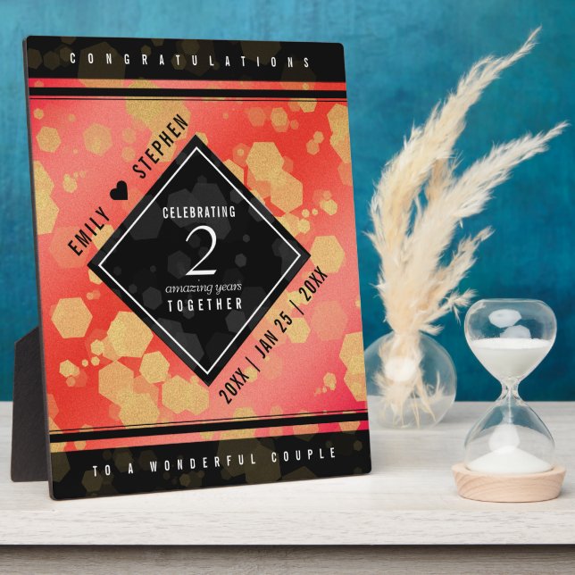 Plaque Photo Anniversaire élégant du 2ème Mariage Garnet (Côté)