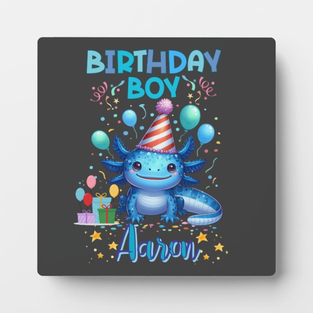 Plaque Photo Anniversaire Garçon Axolotl Vibes Joli Conception (Devant)