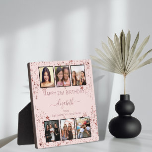 Plaque Photo Anniversaire personnalisé photo collage rose d'or 
