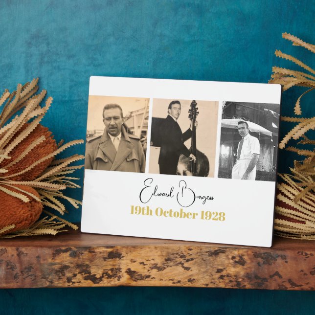 Plaque Photo Anniversaire Photo Collage Homme Moderne (Côté)