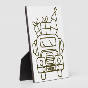 Plaque Photo Aperçu camion de Noël Père Noël voiture vue avant