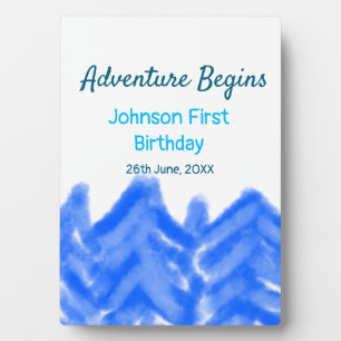 Plaque Photo Aqua blue Adventure commence 1er anniversaire mont