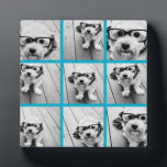 Plaque Photo Aqua Instagram Photo Collage avec 9 photos carrés<br><div class="desc">Utilisez vos photos sans cadres pour créer votre propre oeuvre d'art ! Ajoutez vos photos et instantanés préférés à cette bande pour un garde-mémoire amusant. Une façon artistique d'afficher vos meilleures photos de partage.</div>