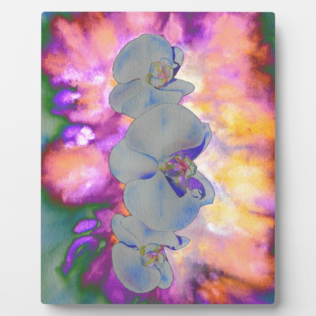 Plaque Photo Aquarelle Abstraite orchidées tropicales (Devant)