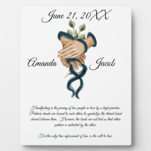Plaque Photo Aquarelle Blue Handfasts Art Mariage Keepsaké