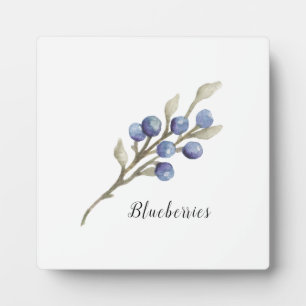 Plaque Photo Aquarelle Blueberries Botanique
