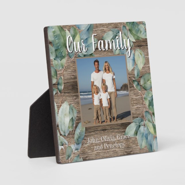 Plaque Photo Aquarelle douce verdure personnaliser Photo de fam (Recto)