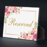 Plaque Photo Aquarelle Floral rose Mariage Réservé 5x7 Tableau<br><div class="desc">Aquarelle Floral Rose Blush Gold Mariage Réservé 5x7 Plaque de table</div>