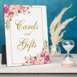 Plaque Photo Aquarelle Floral rose Or Cartes de mariage Cadeaux<br><div class="desc">Aquarelle Floral rose or Cartes de mariage Cadeaux Table Plaque</div>